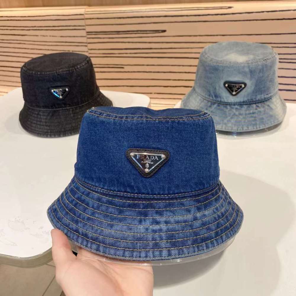 Prada Luxury Denim Bucket Hat for Men & Women