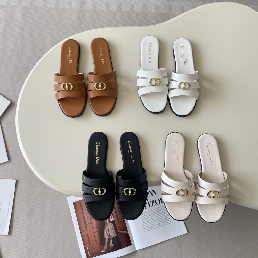 Dior Women's Calfskin Slide Sandal with CD Logo Buckle