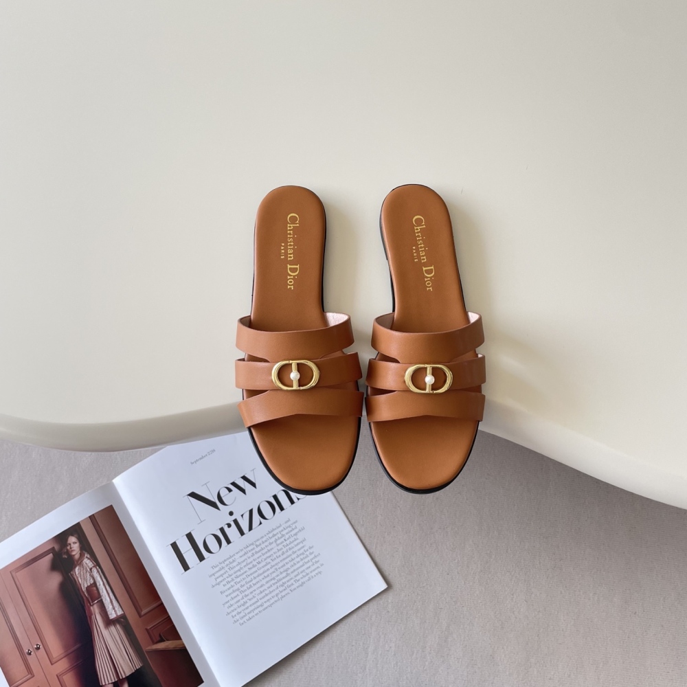 Dior Women's Calfskin Slide Sandal with CD Logo Buckle