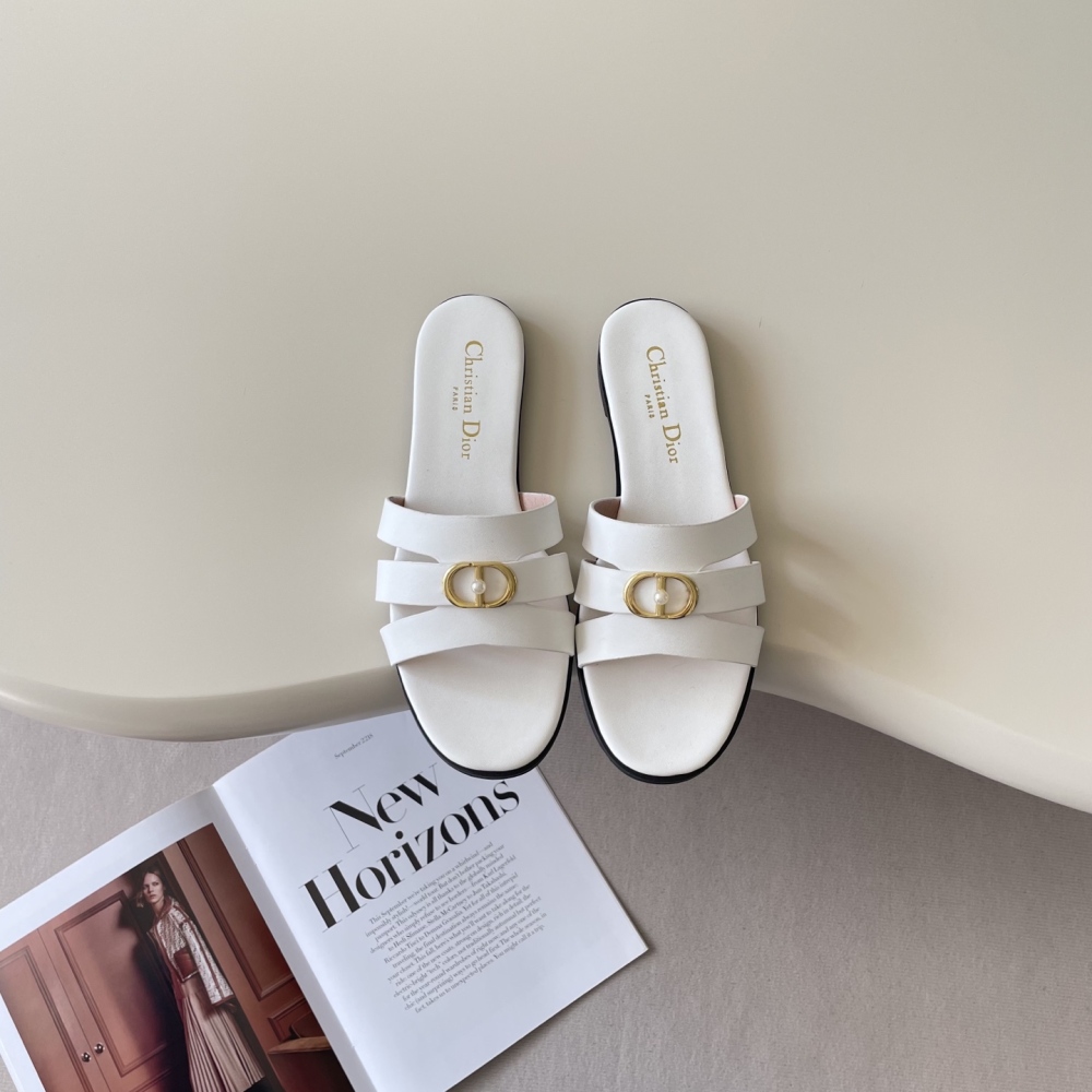 Dior Women's Calfskin Slide Sandal with CD Logo Buckle