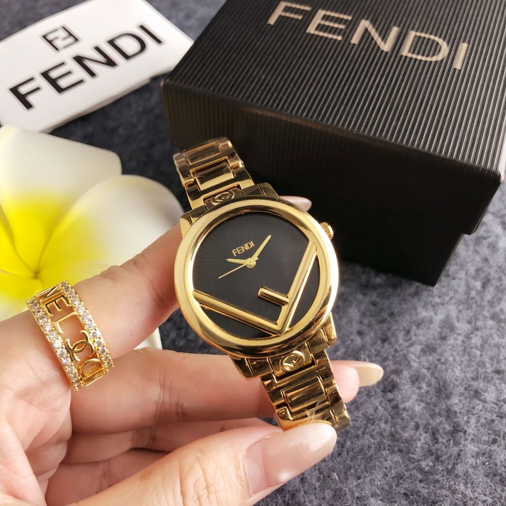 Fendi Women's FF Logo Gold Bracelet Watch