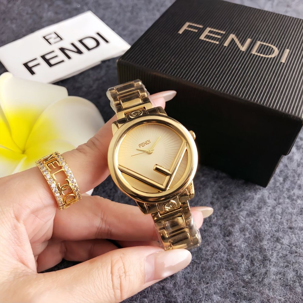 Fendi Women's FF Logo Gold Bracelet Watch