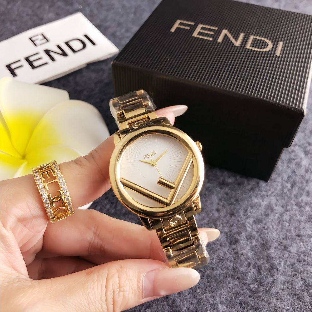 Fendi Women's FF Logo Gold Bracelet Watch