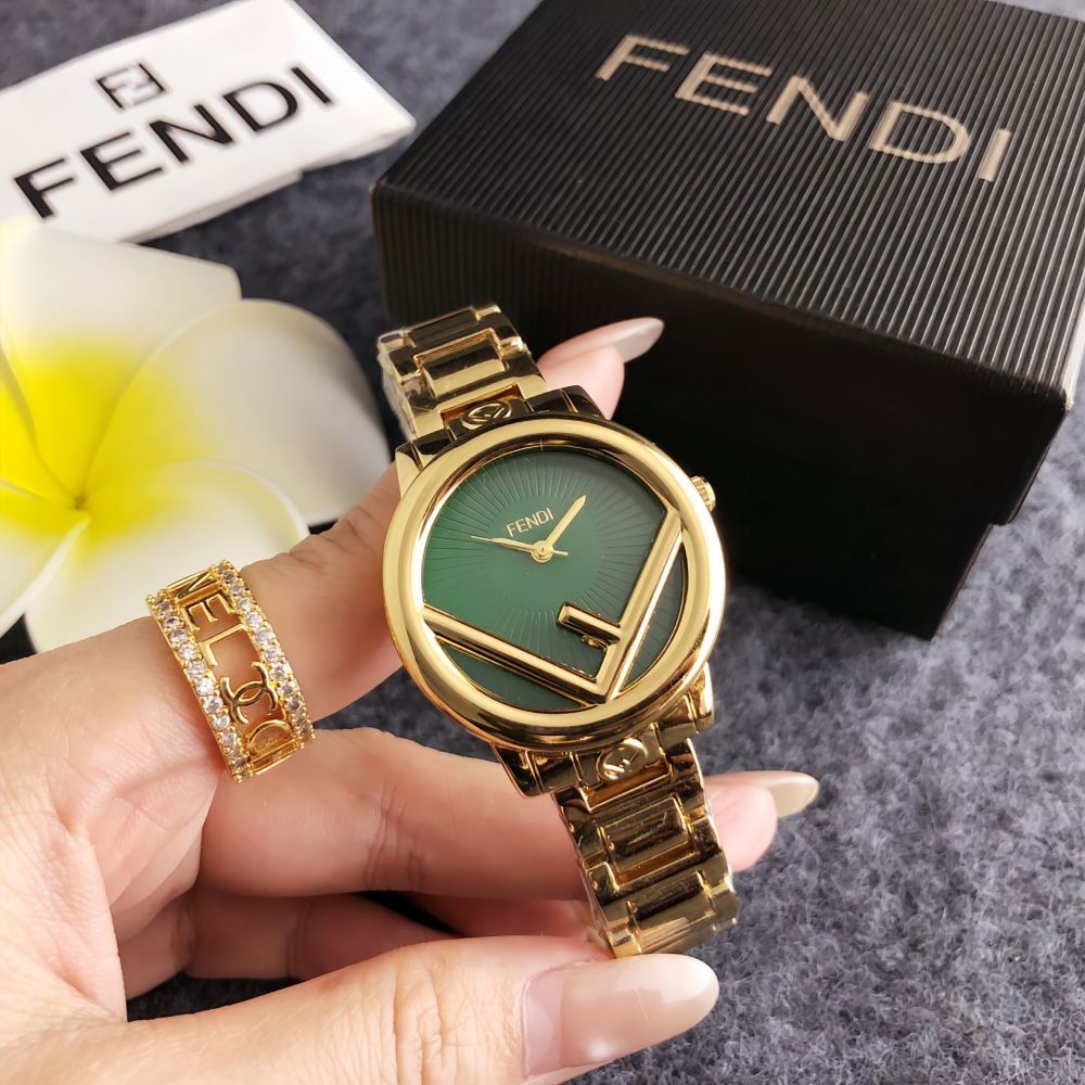 Fendi Women's FF Logo Gold Bracelet Watch