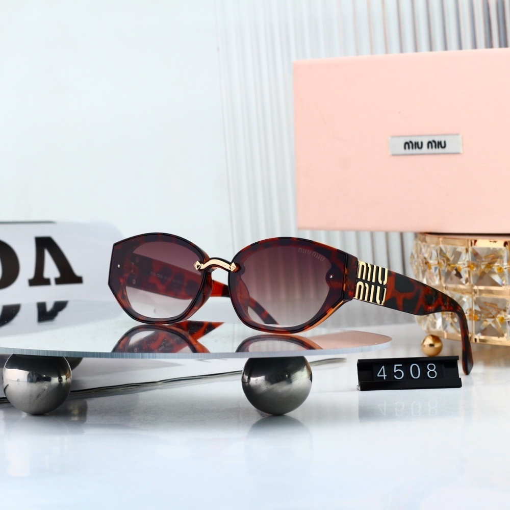 Miu Miu Iconic Gold Logo Temple Sunglasses 4508