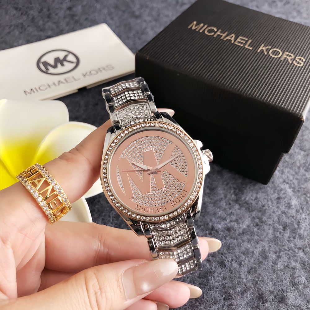 Michael Kors Women's Crystal Pave Logo Bracelet Watch