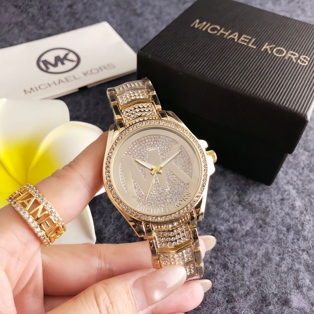 Michael Kors Women's Crystal Pave Logo Bracelet Watch