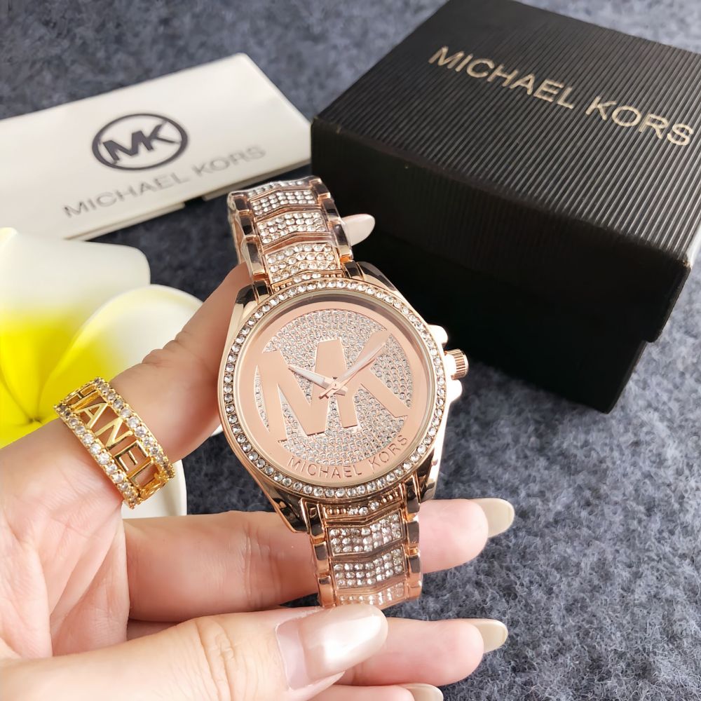 Michael Kors Women's Crystal Pave Logo Bracelet Watch