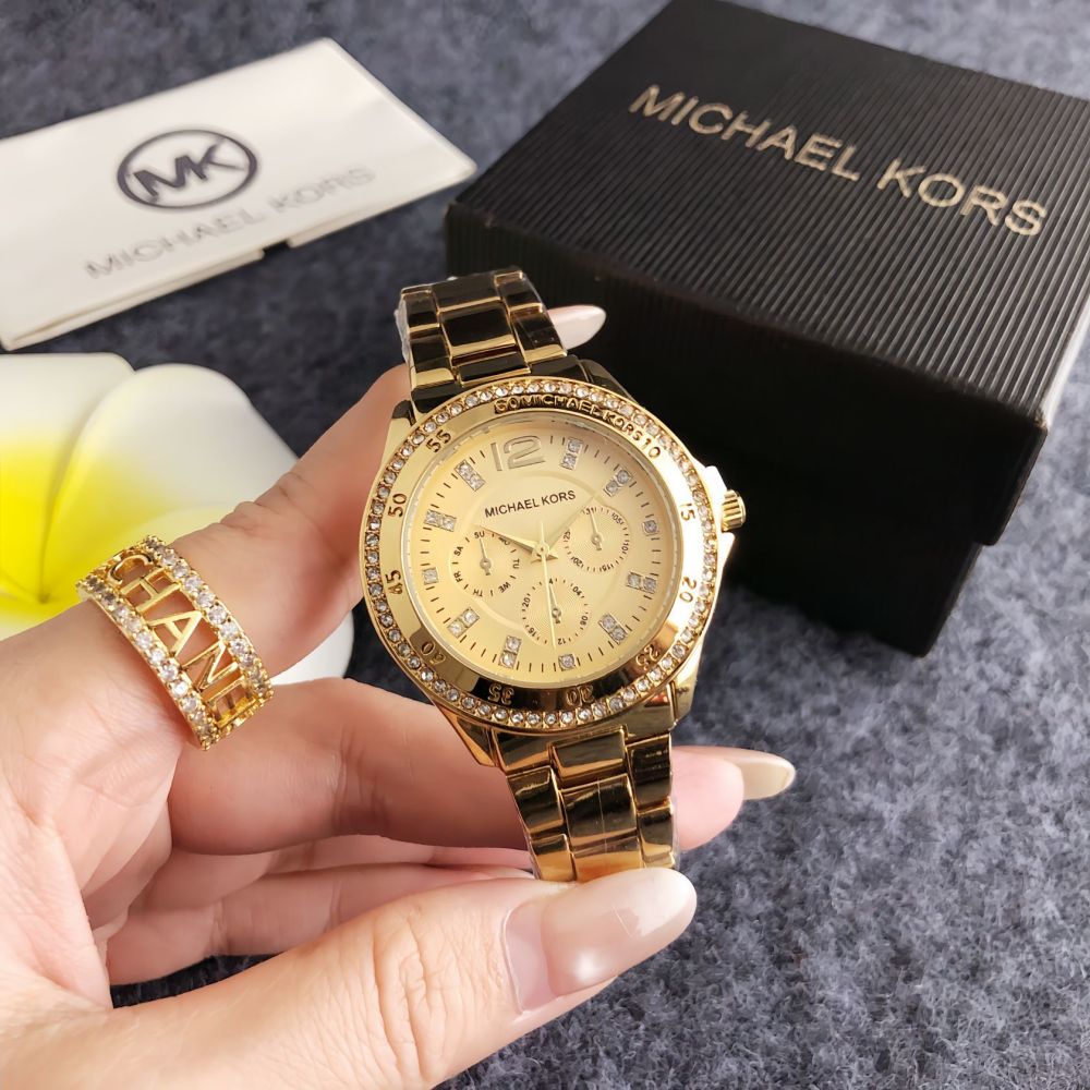 Michael Kors Women's Silver Crystal Bezel Watch