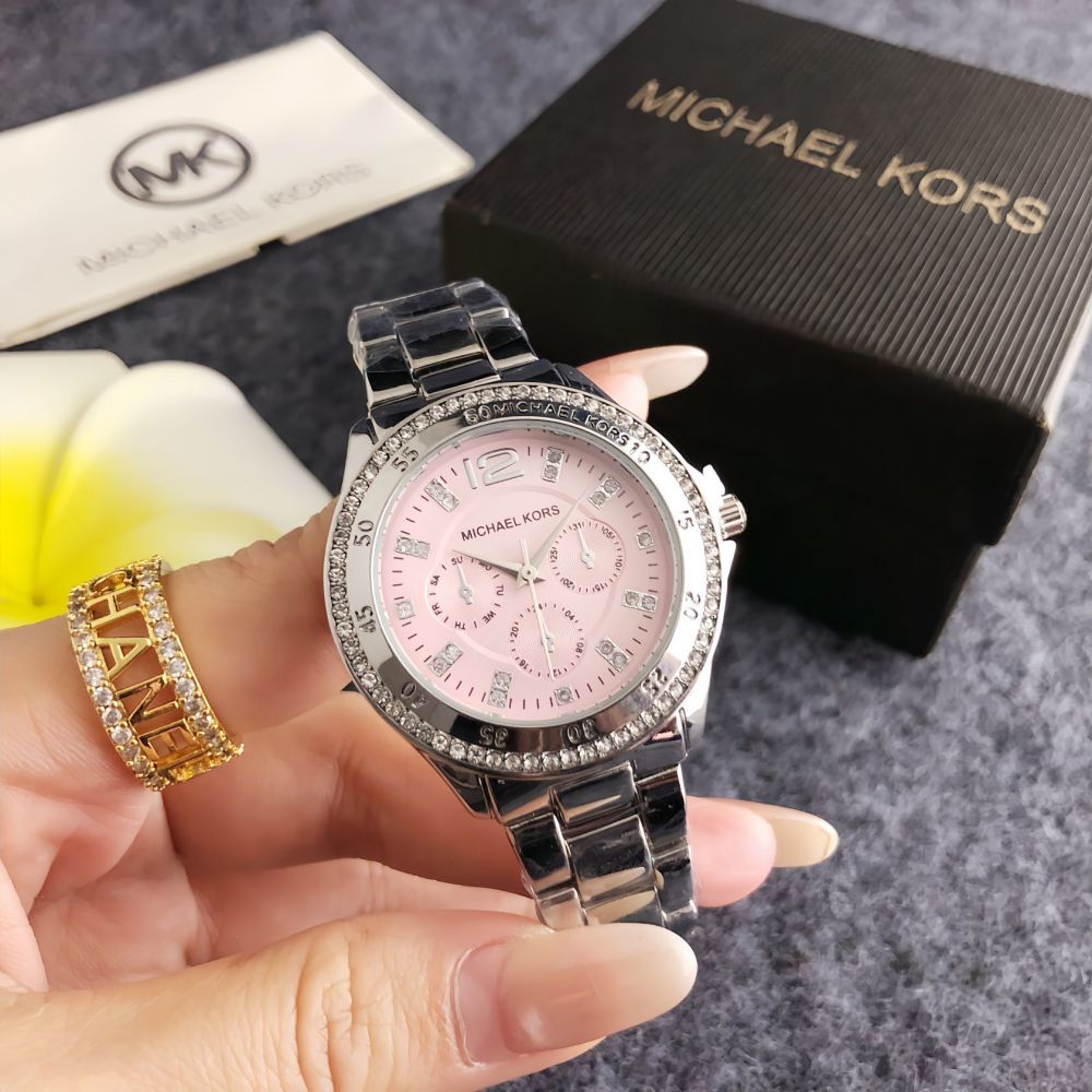 Michael Kors Women's Silver Crystal Bezel Watch