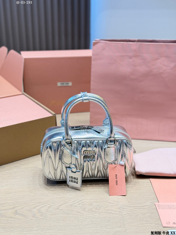 Miu Miu Matelassé Leather Small Boston Bag