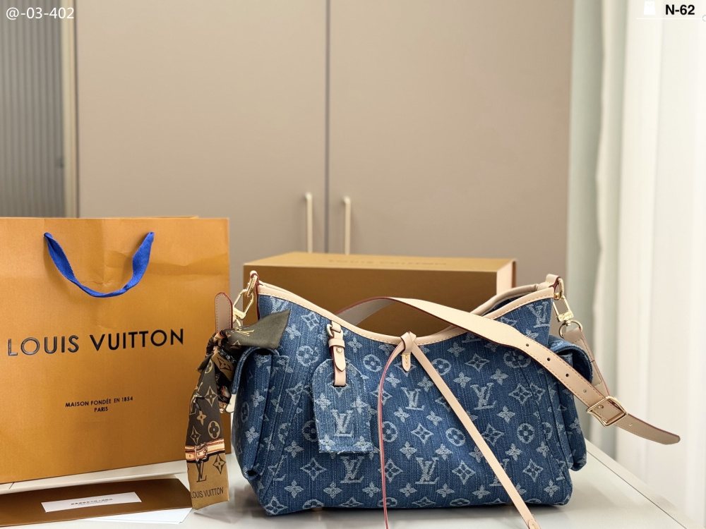 Louis Vuitton CarryAll MM Monogram Denim Hobo Bag