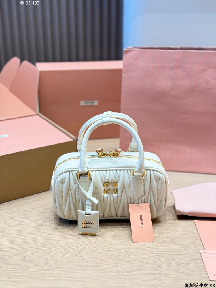 Miu Miu Matelassé Leather Small Boston Bag