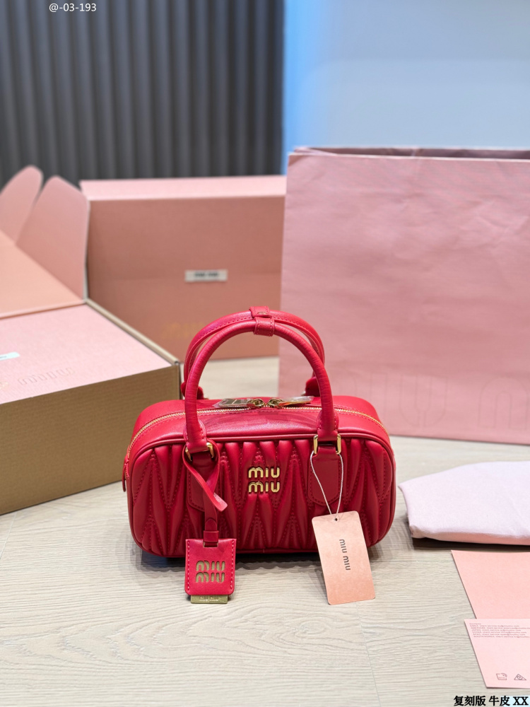 Miu Miu Matelassé Leather Small Boston Bag