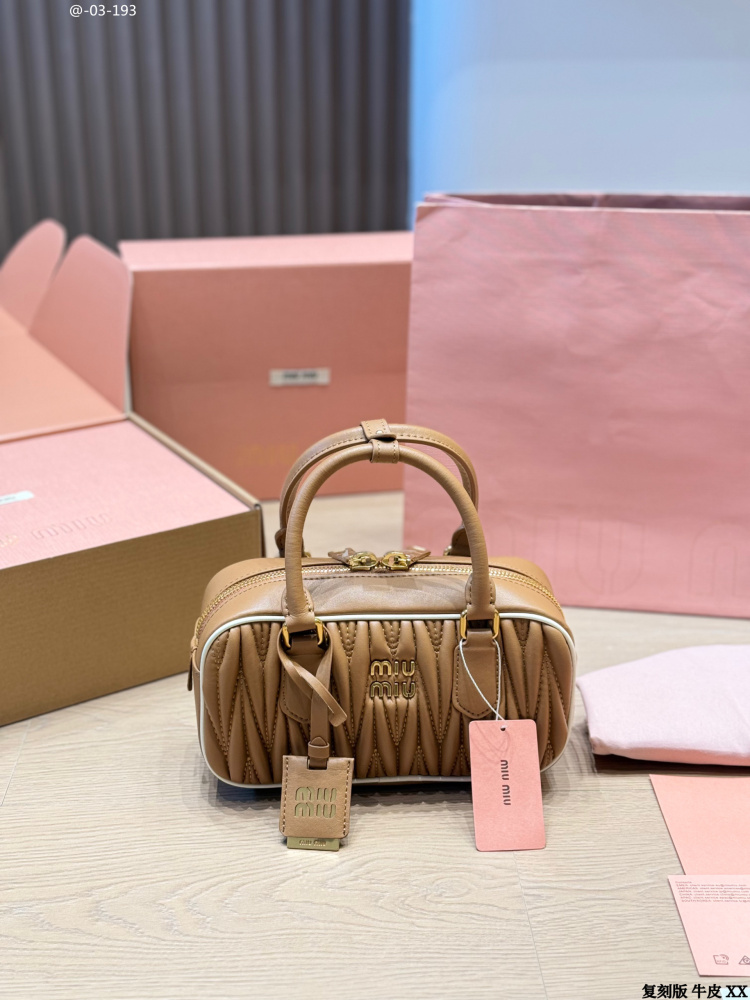 Miu Miu Matelassé Leather Small Boston Bag