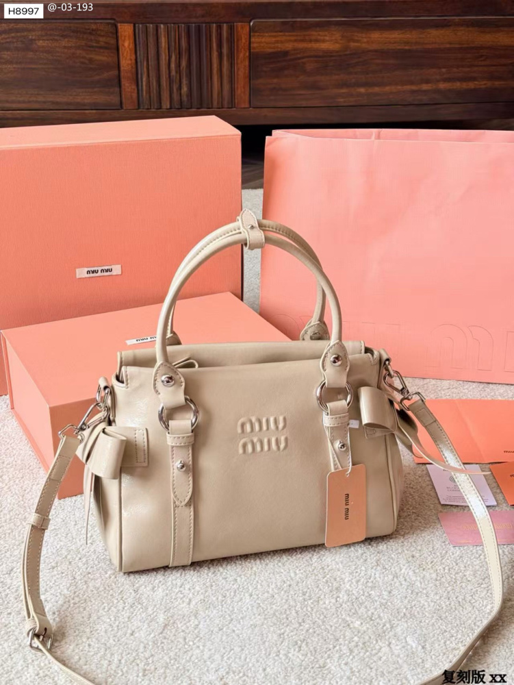 Miu Miu Ribbon Bow Leather Top-Handle Bag