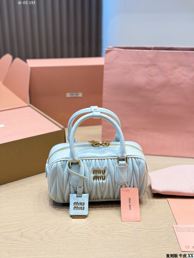 Miu Miu Matelassé Leather Small Boston Bag