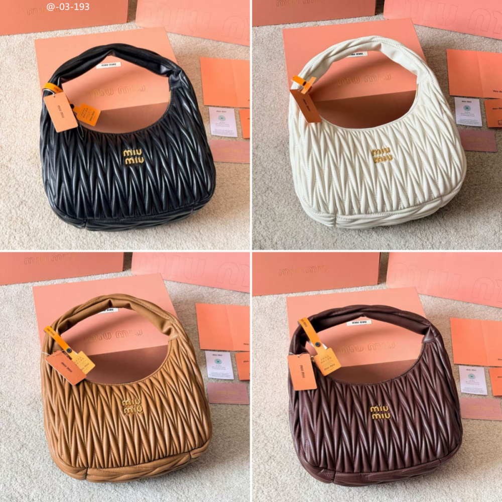 Miu Miu Luxury Leather Hobo Handbag with Gold Logo