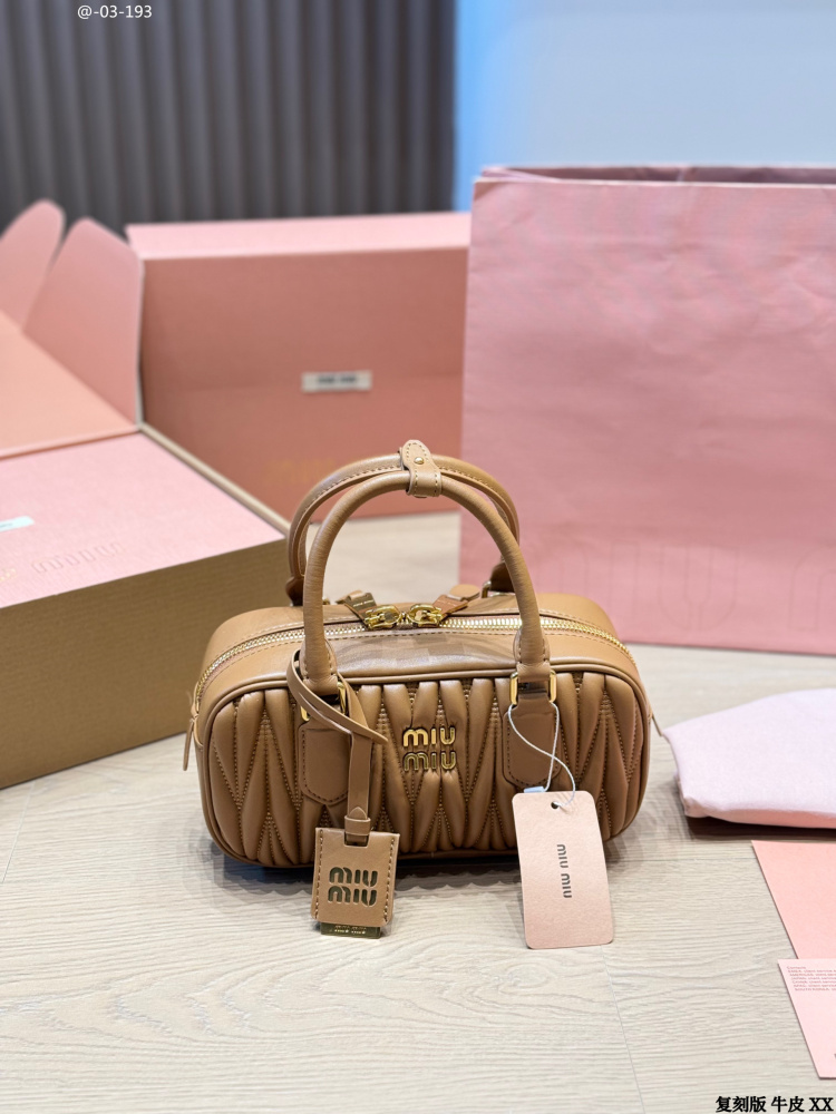 Miu Miu Matelassé Leather Small Boston Bag