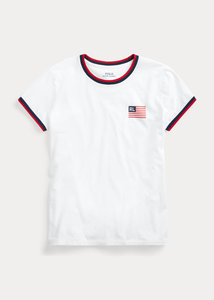 Polo Ralph Lauren 女士国旗滚边T恤