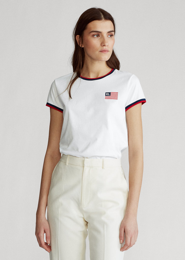 Polo Ralph Lauren 女士国旗滚边T恤