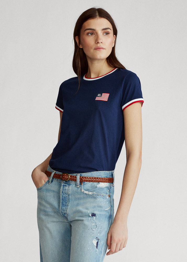 Polo Ralph Lauren 女士国旗滚边T恤