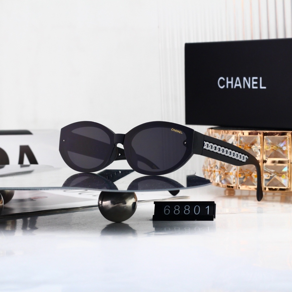 Chanel Chain Arm Oval Sunglasses