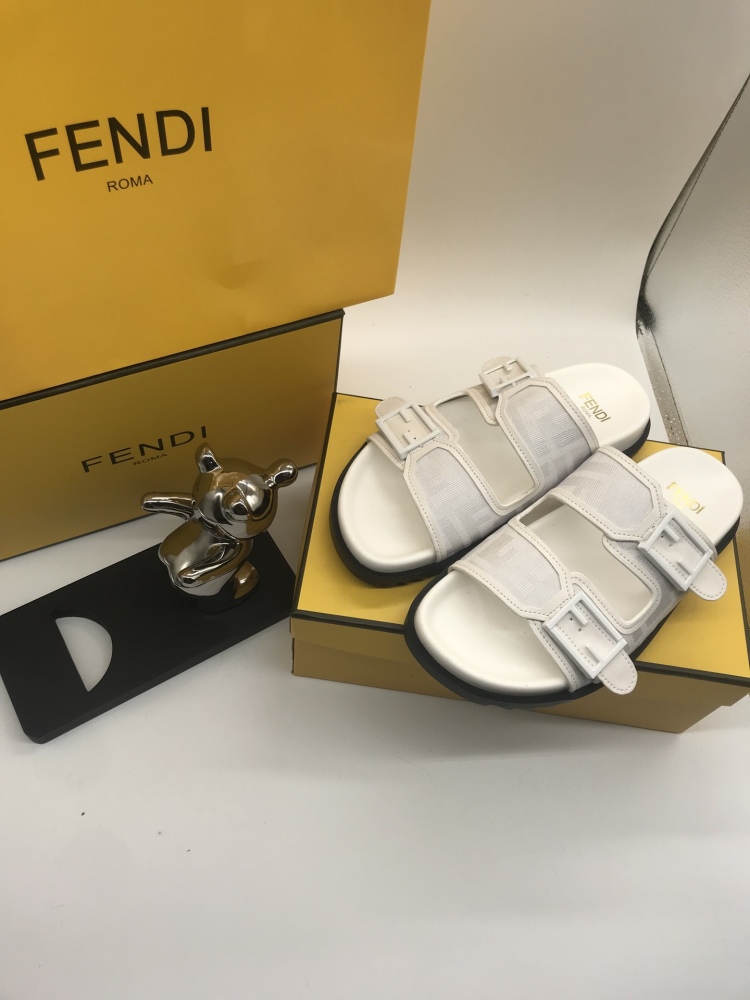 Fendi FF Monogram Double-Strap Slides