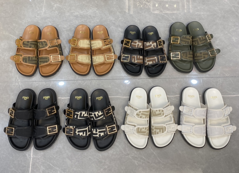 Fendi FF Monogram Double-Strap Slides