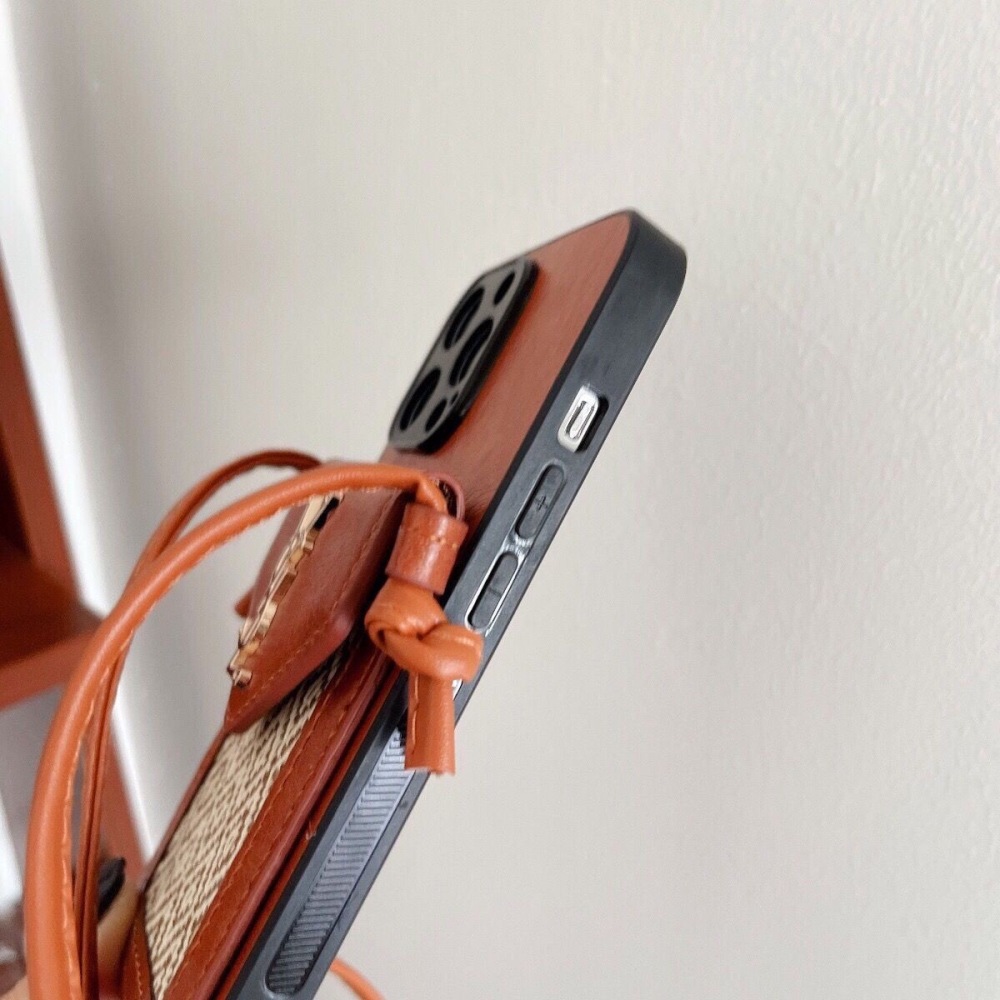 YSL Style Crossbody Card Holder Phone Case, Leather Woven Design