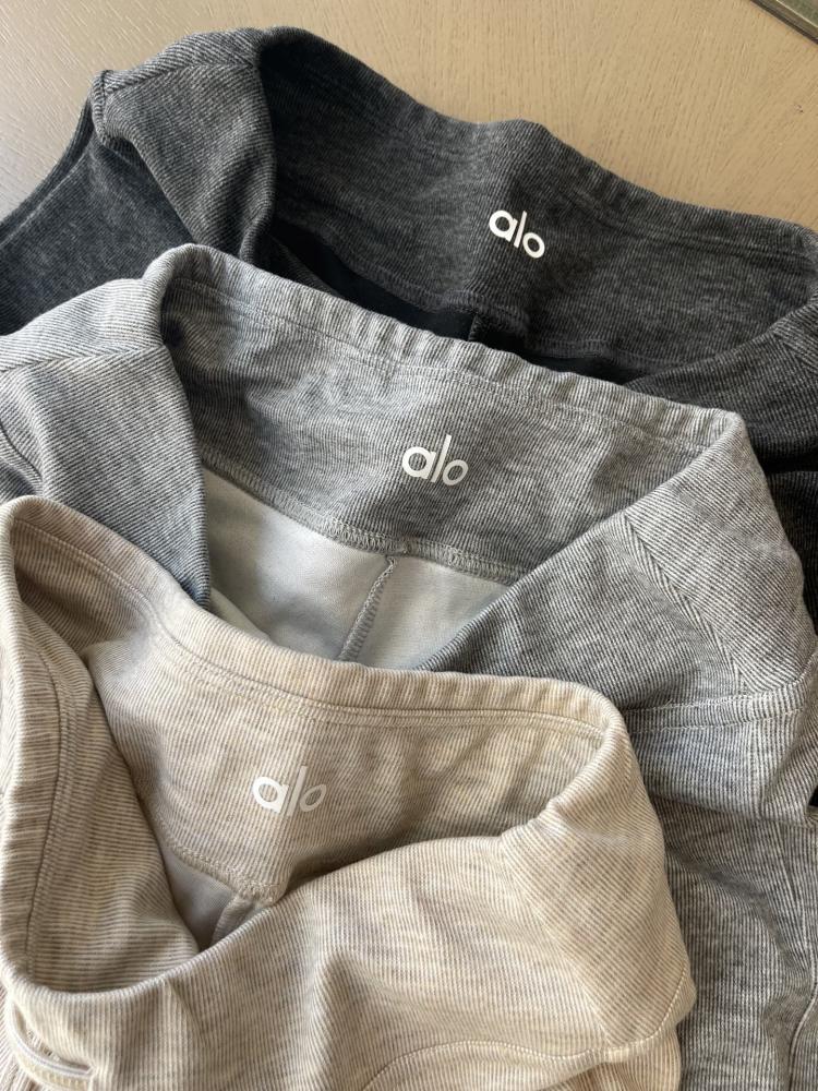 Alo High-Waisted Pants with Reflective Letter Print
