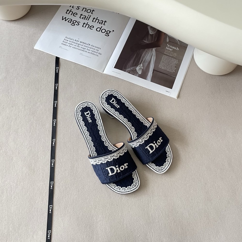Dior Early Summer Embroidered Block-Heel Mules