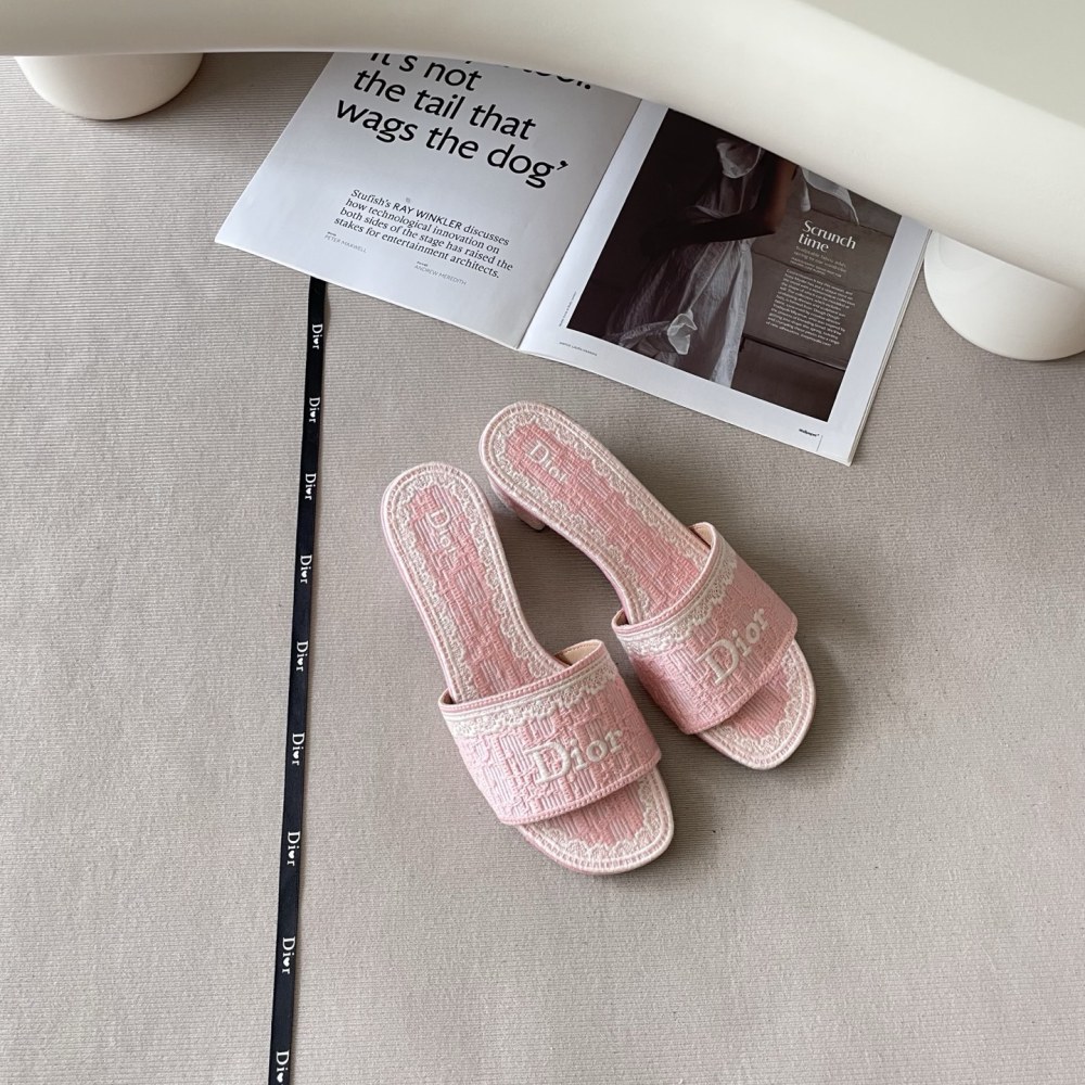 Dior Early Summer Embroidered Block-Heel Mules