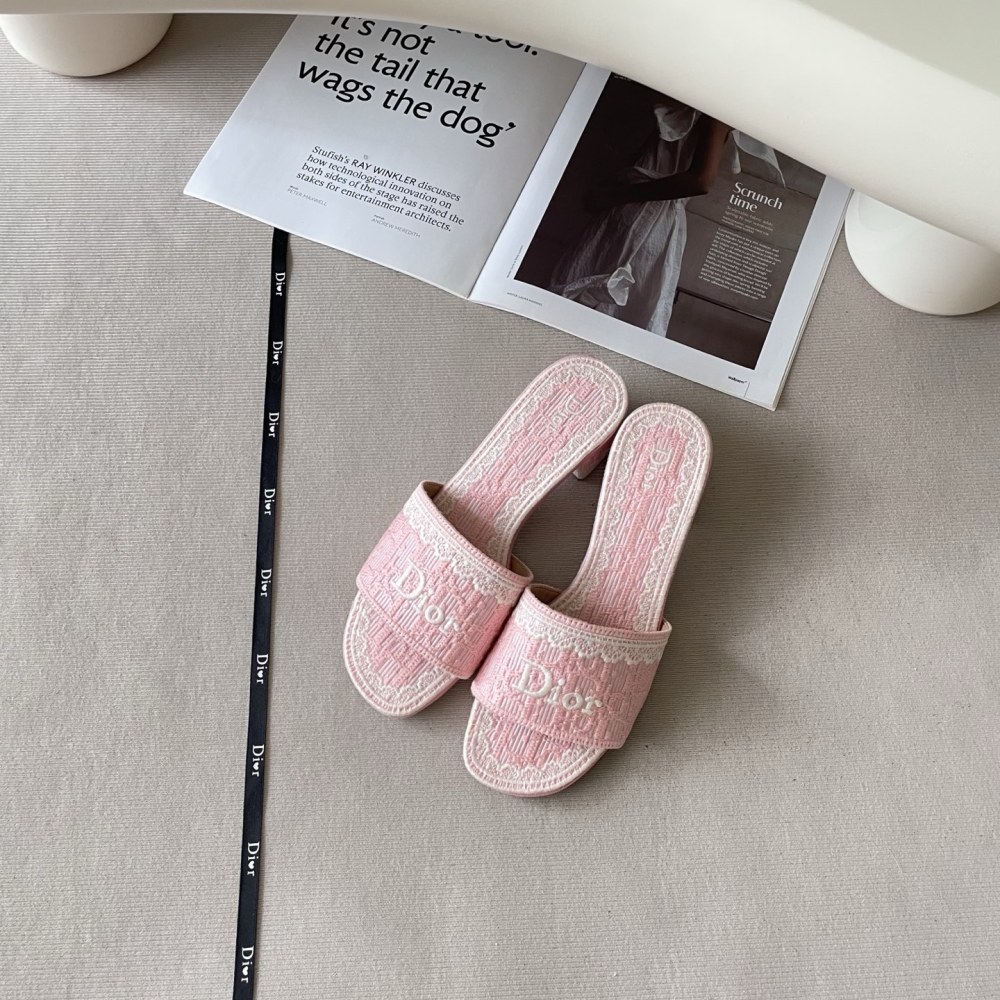 Dior Early Summer Embroidered Block-Heel Mules