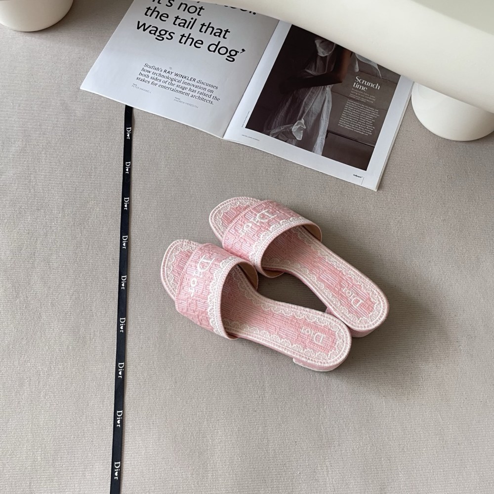 Dior Early Summer Embroidered Block-Heel Mules