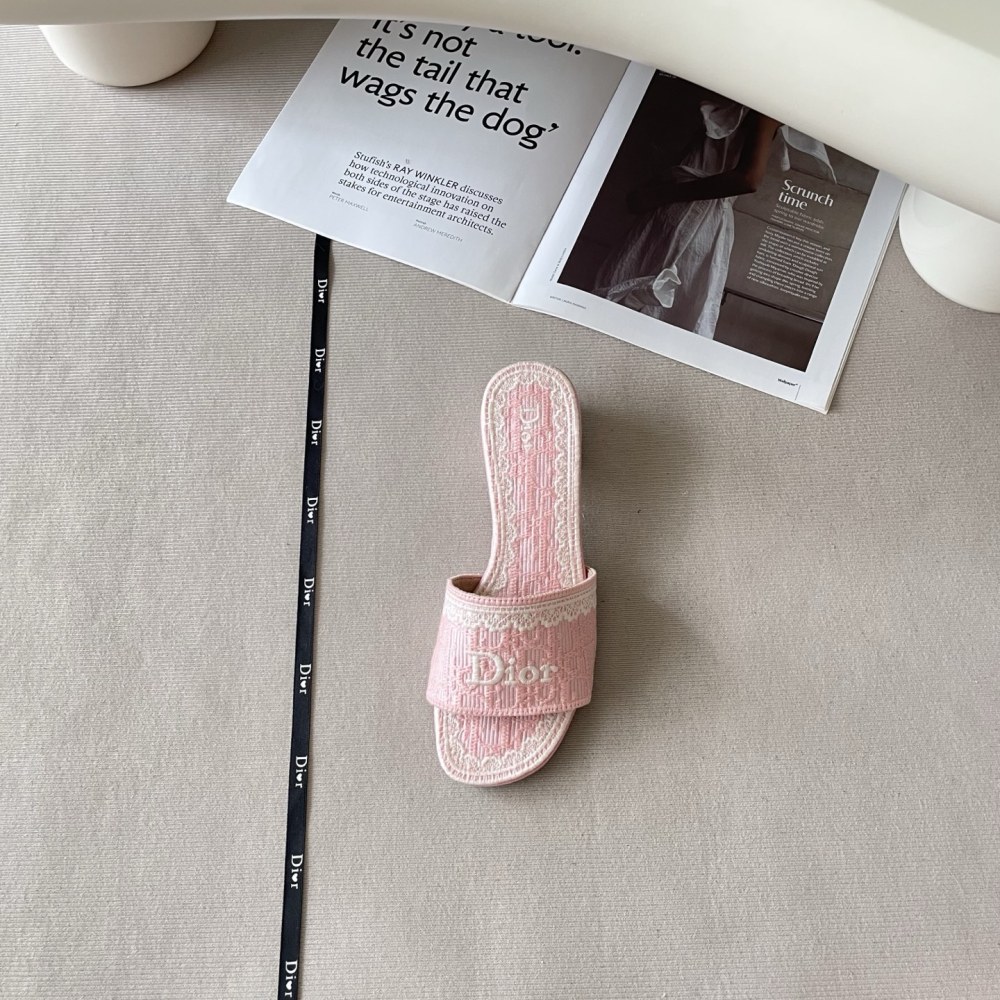 Dior Early Summer Embroidered Block-Heel Mules