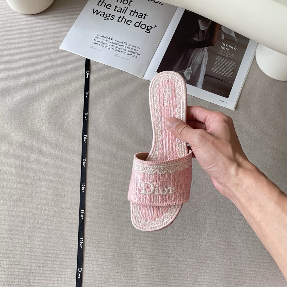 Dior Early Summer Embroidered Block-Heel Mules