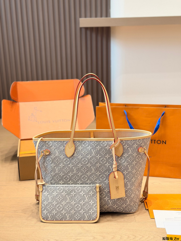 LV Denim Neverfull MM Tote Bag