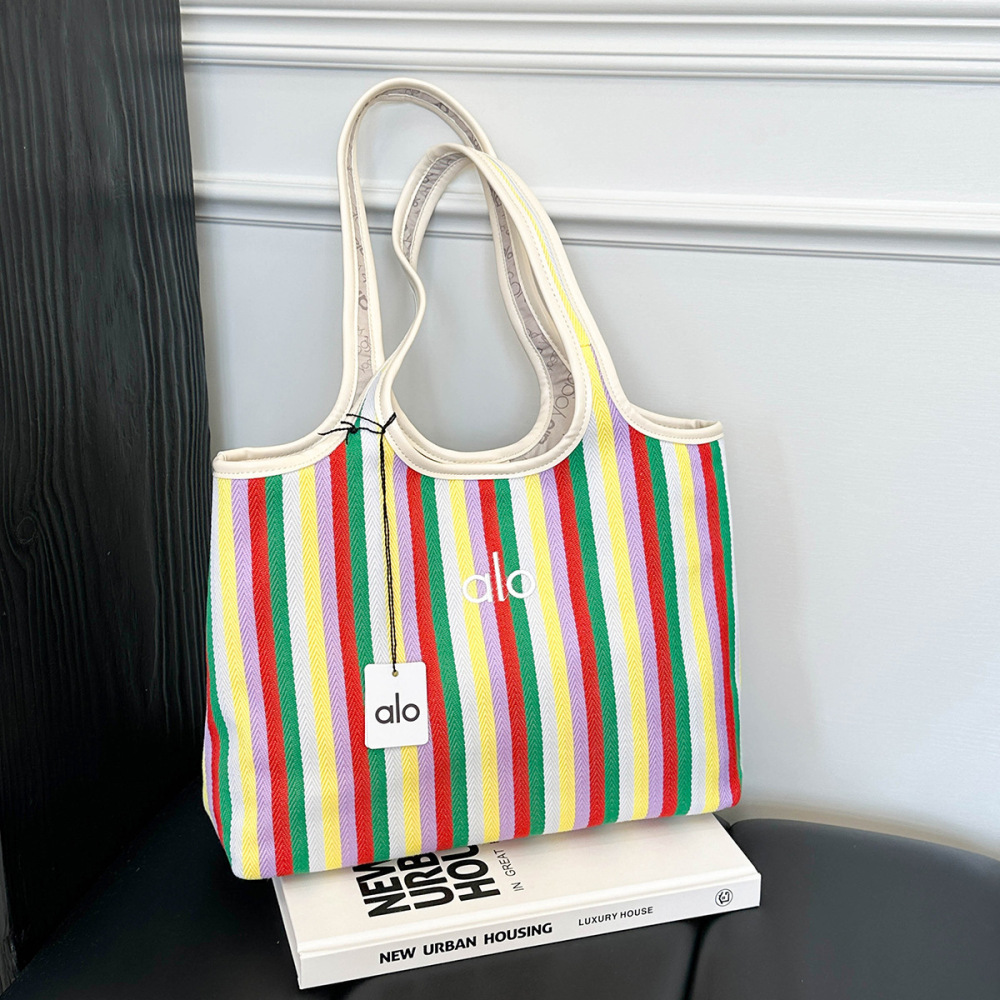ALO Yoga Striped Knit Tote Bag