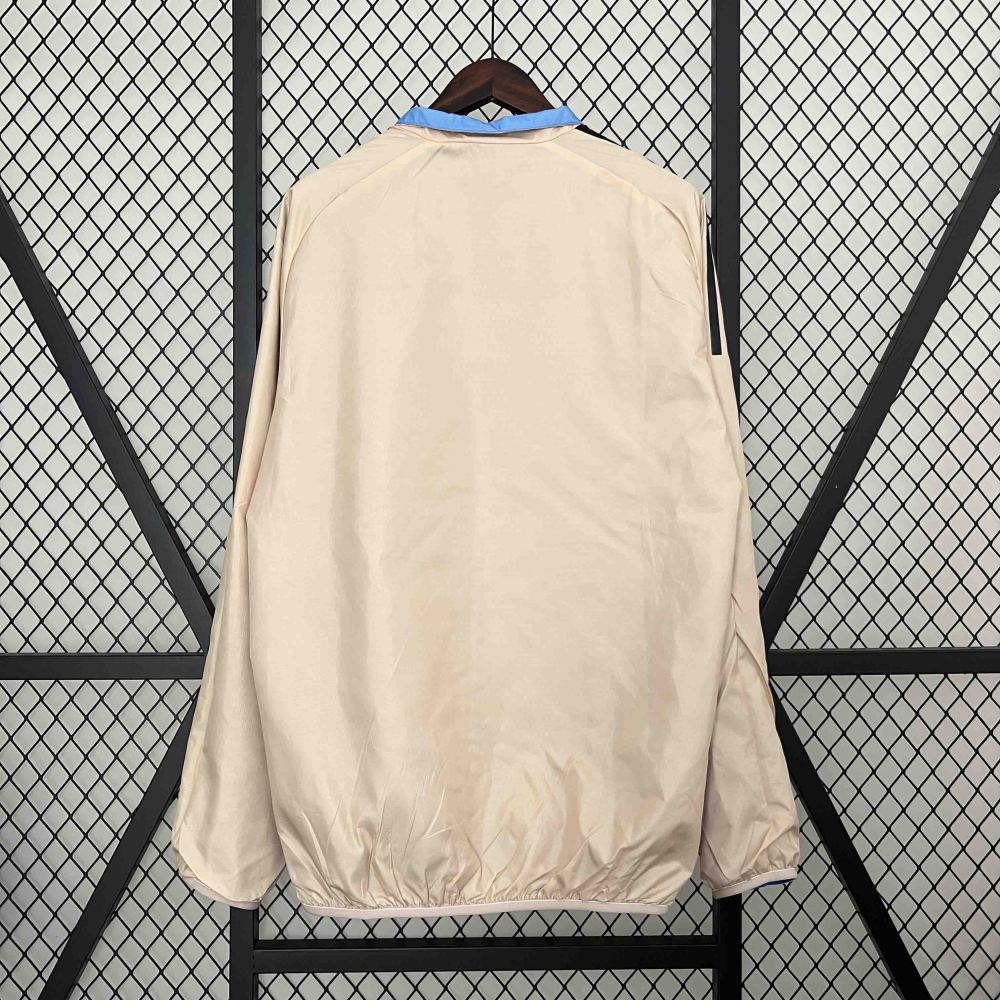 Real Madrid Blue&Beige Trench Coat Reversible Windbreaker Jacket 2024