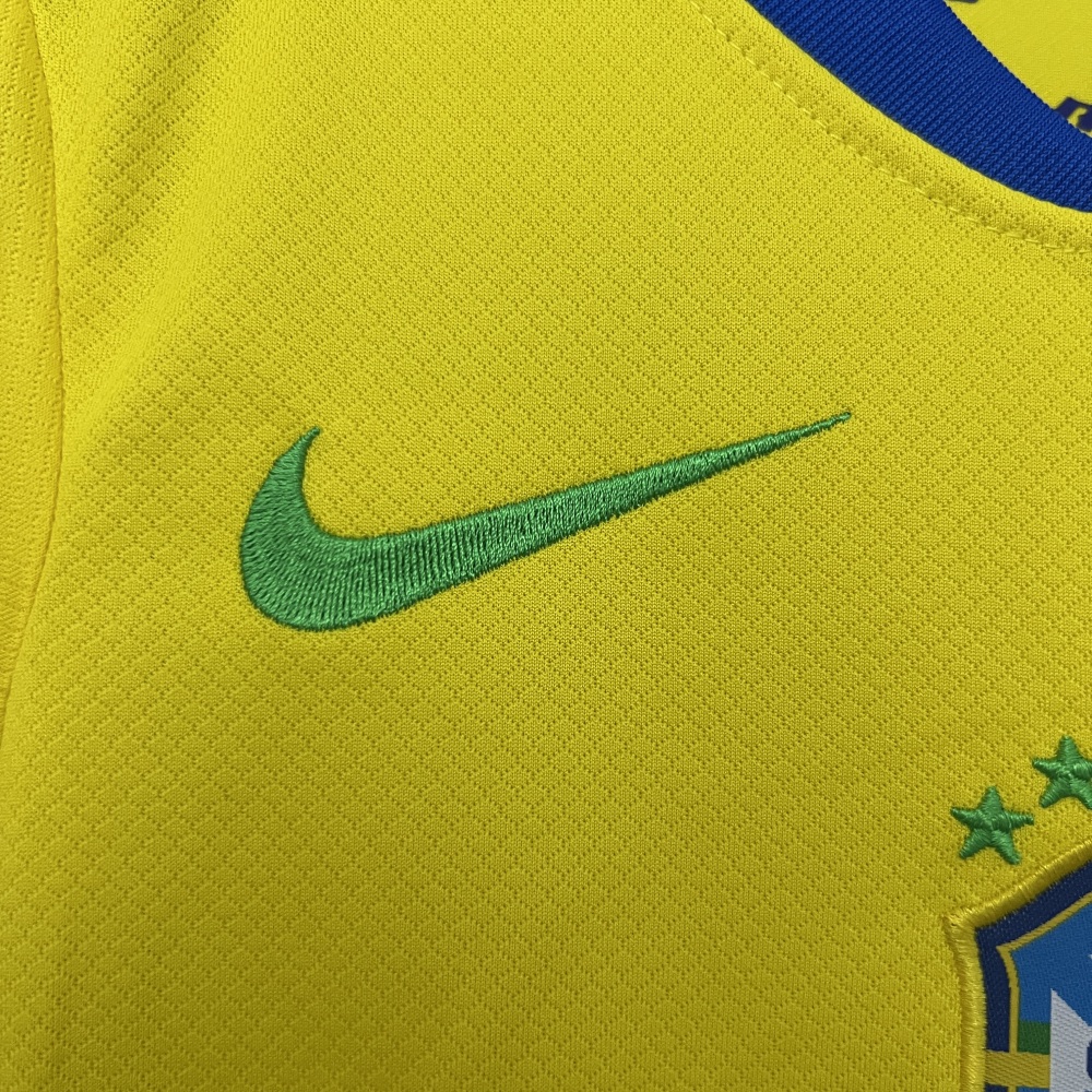 Kids Brazil Home Soccer Kits 2025