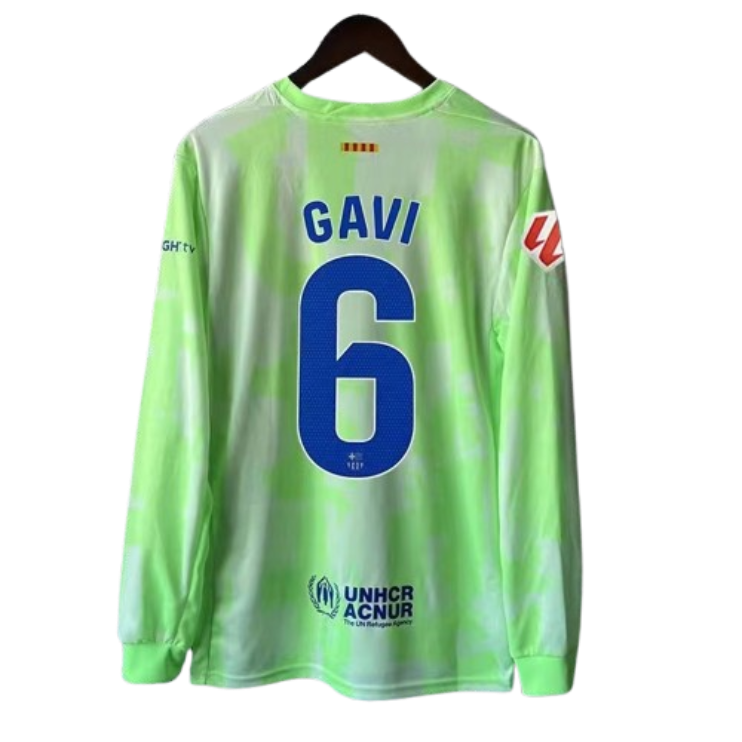 2024-25 Barcelona GAVI #6 LEWANDOWSKI #9 Long Sleeve Third Away Soccer Jersey Without Spofity Text