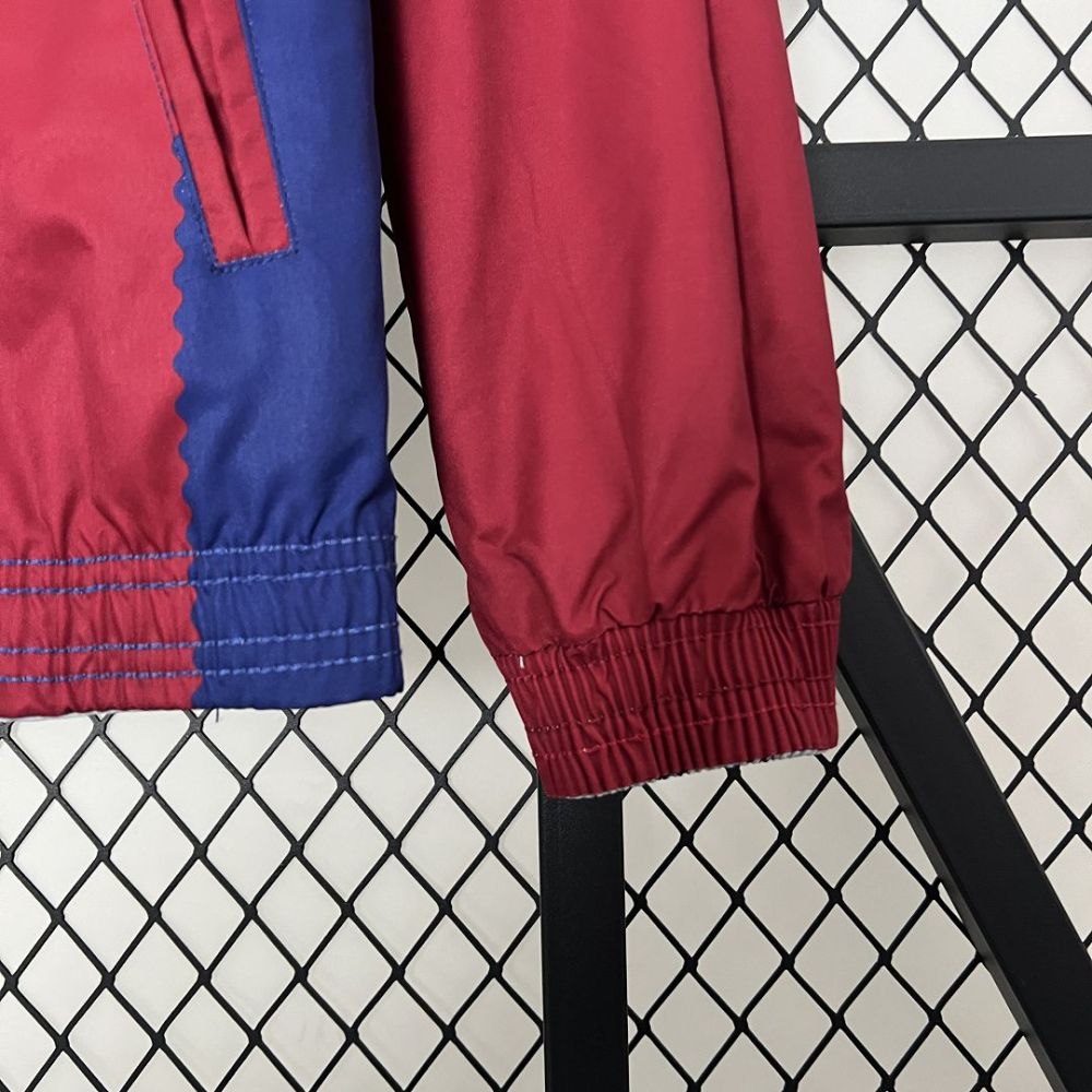 23-24 Barcelona Reversible Windbreaker Red&White Double-Sides Jacket Best Jerseys