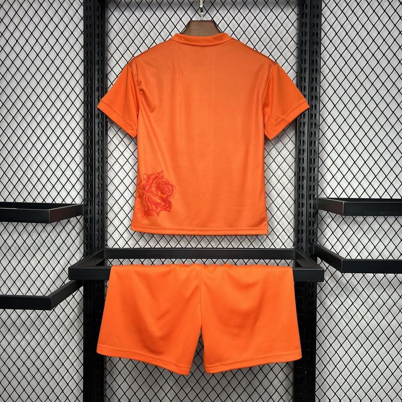Y3 Real Madrid 24-25 Kids Kits Orange Children Sets Football Jersey