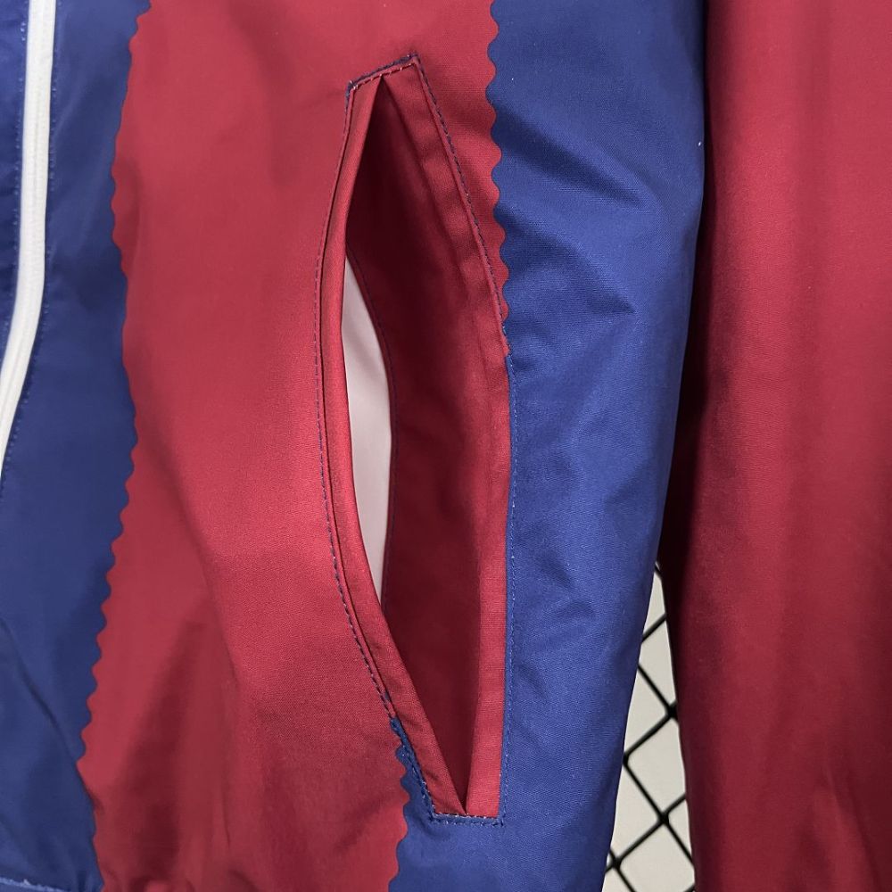 23-24 Barcelona Reversible Windbreaker Red&White Double-Sides Jacket Best Jerseys