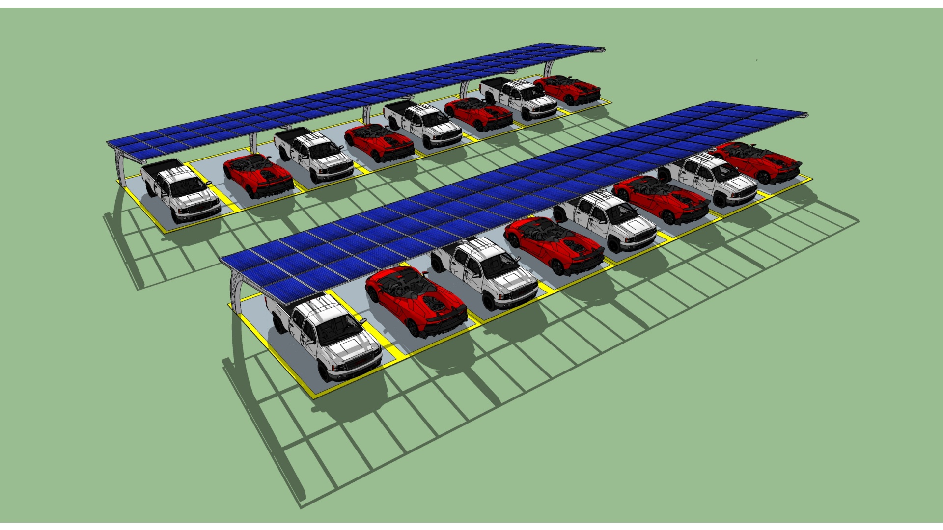 Commercial parking lot solar carport