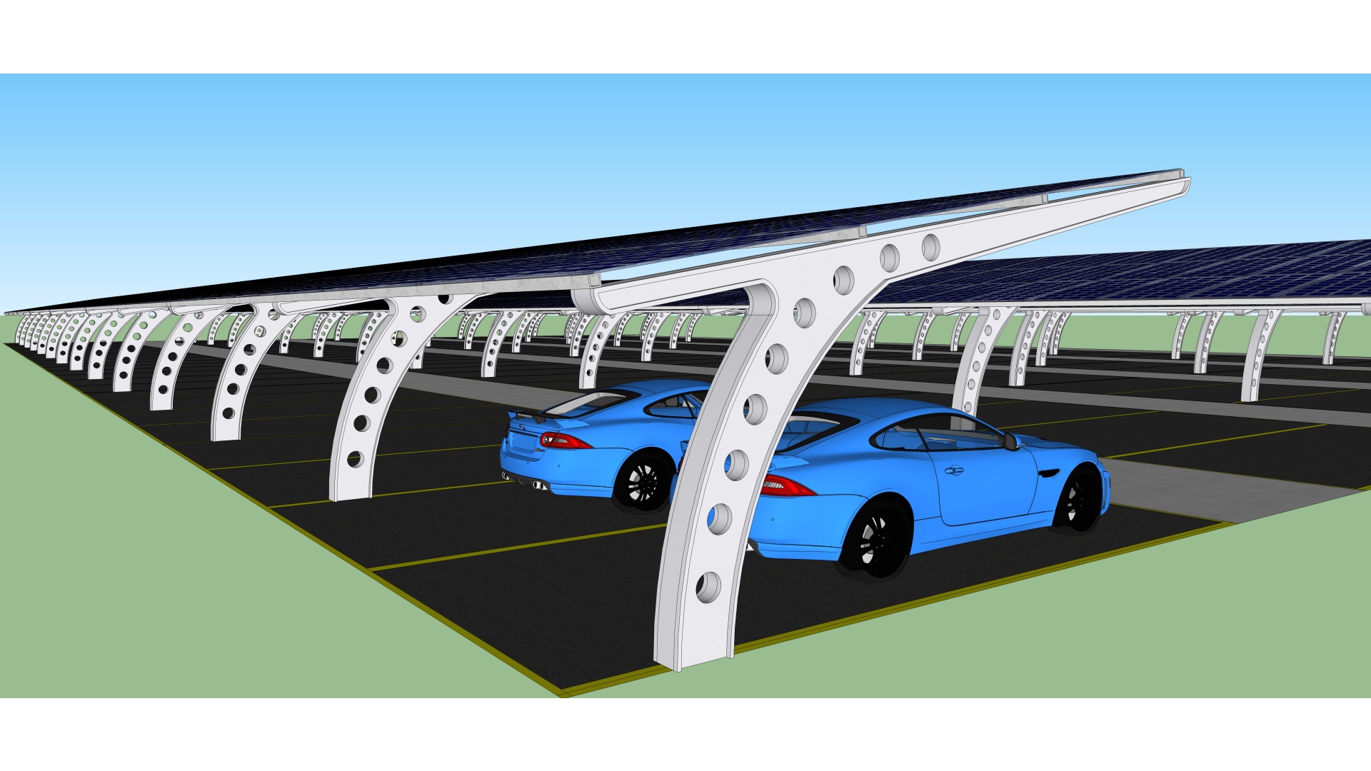 Single-row solar carport design