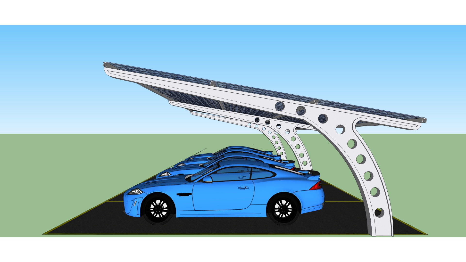 Airport solar parking structure