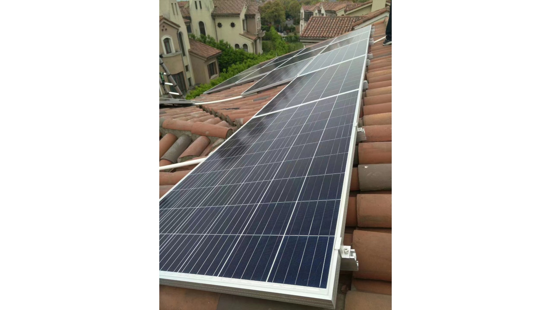 Residential pitched roof solar installation