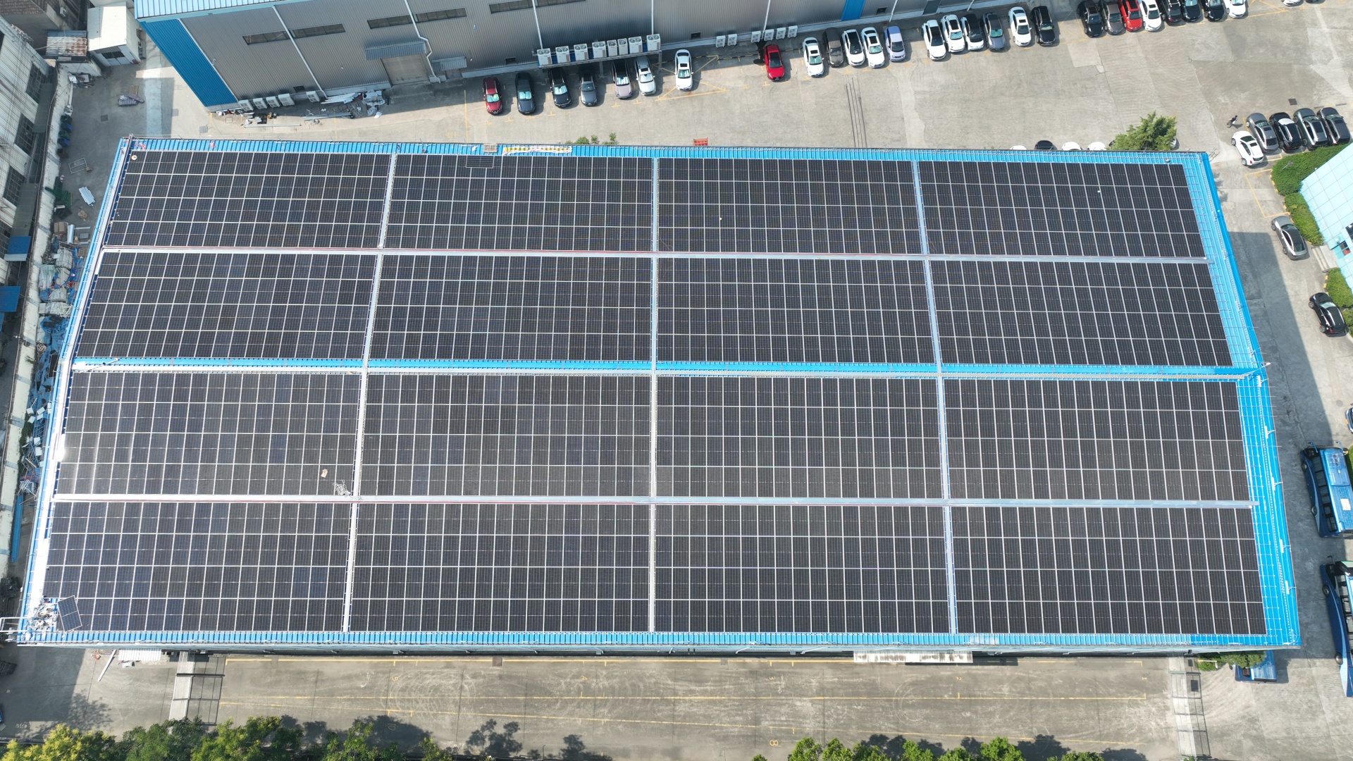 Industrial metal roof solar installation